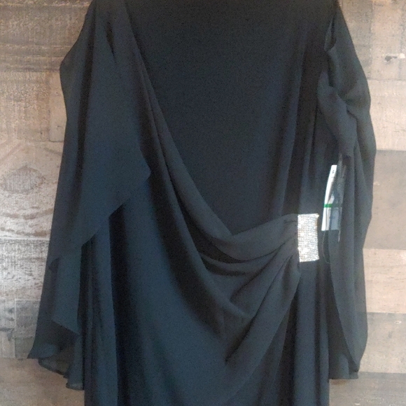 Elegant Black Dress with Silver Accents. MSK NWT size LG - Picture 5 of 12